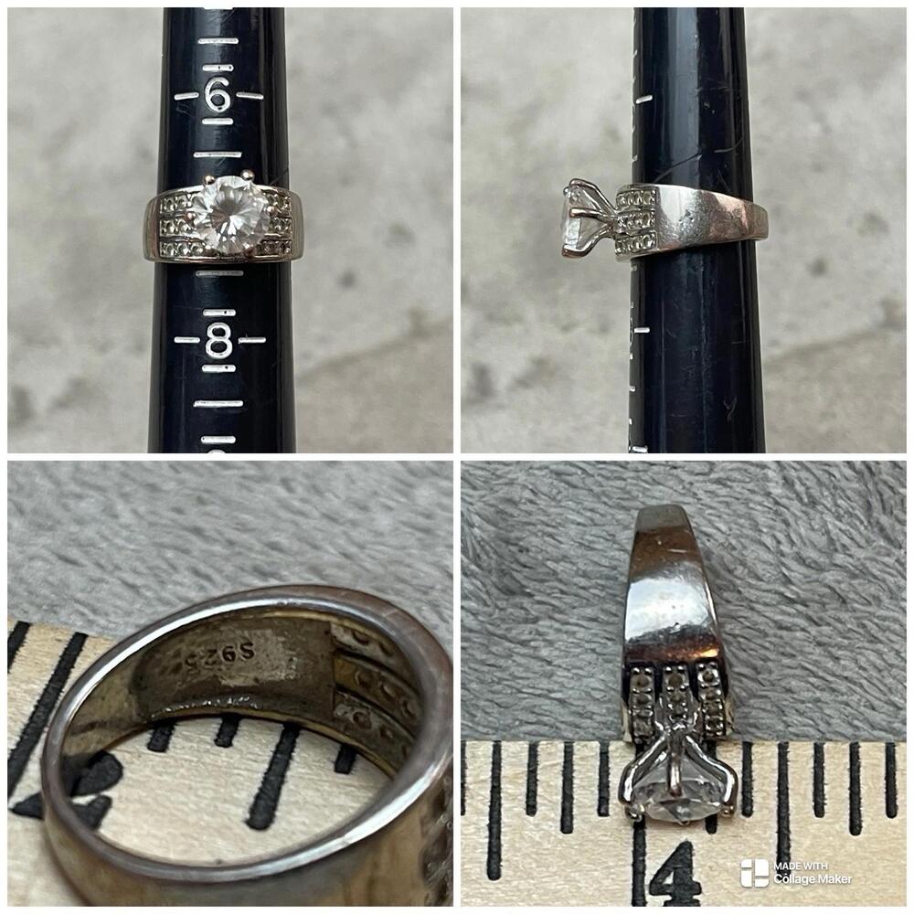 Vintage 925 Sterling Silver Clear CZ  Ring Size 7 !!!
